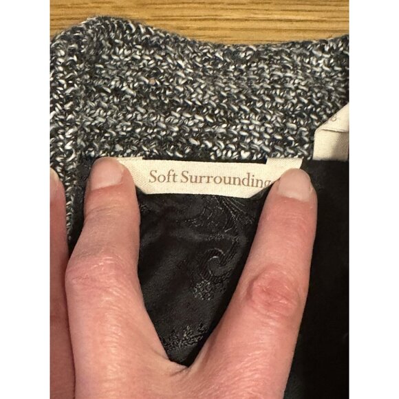 Soft Surroundings St. James Blazer Jacket Open Front Tweed Pockets Size Large - Picture 7 of 14